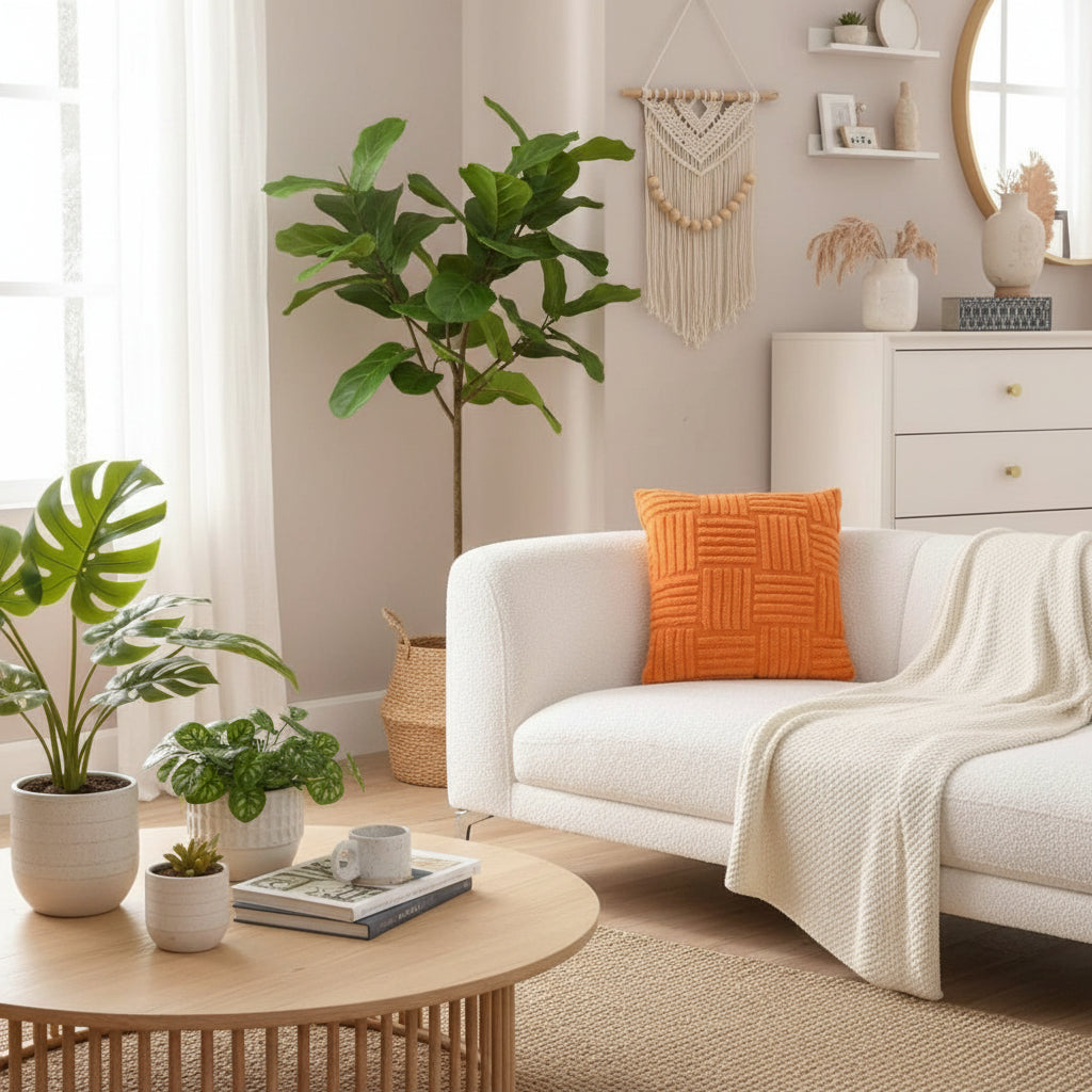 Avella | Boho pluche sierkussenhoes – Zachte kussenhoes van imitatiebont voor bank en fauteuil.