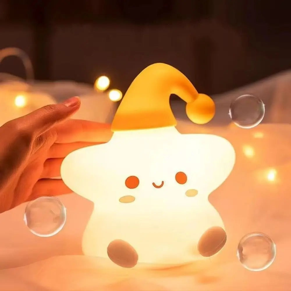 Calina | Sterren siliconen nachtlampje – Touch LED nachtlampje voor kinderkamer en babykamer