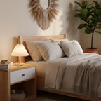 Lunara | Moderne houten tafellamp – Nachtlampje met geplooide kap voor naast het bed