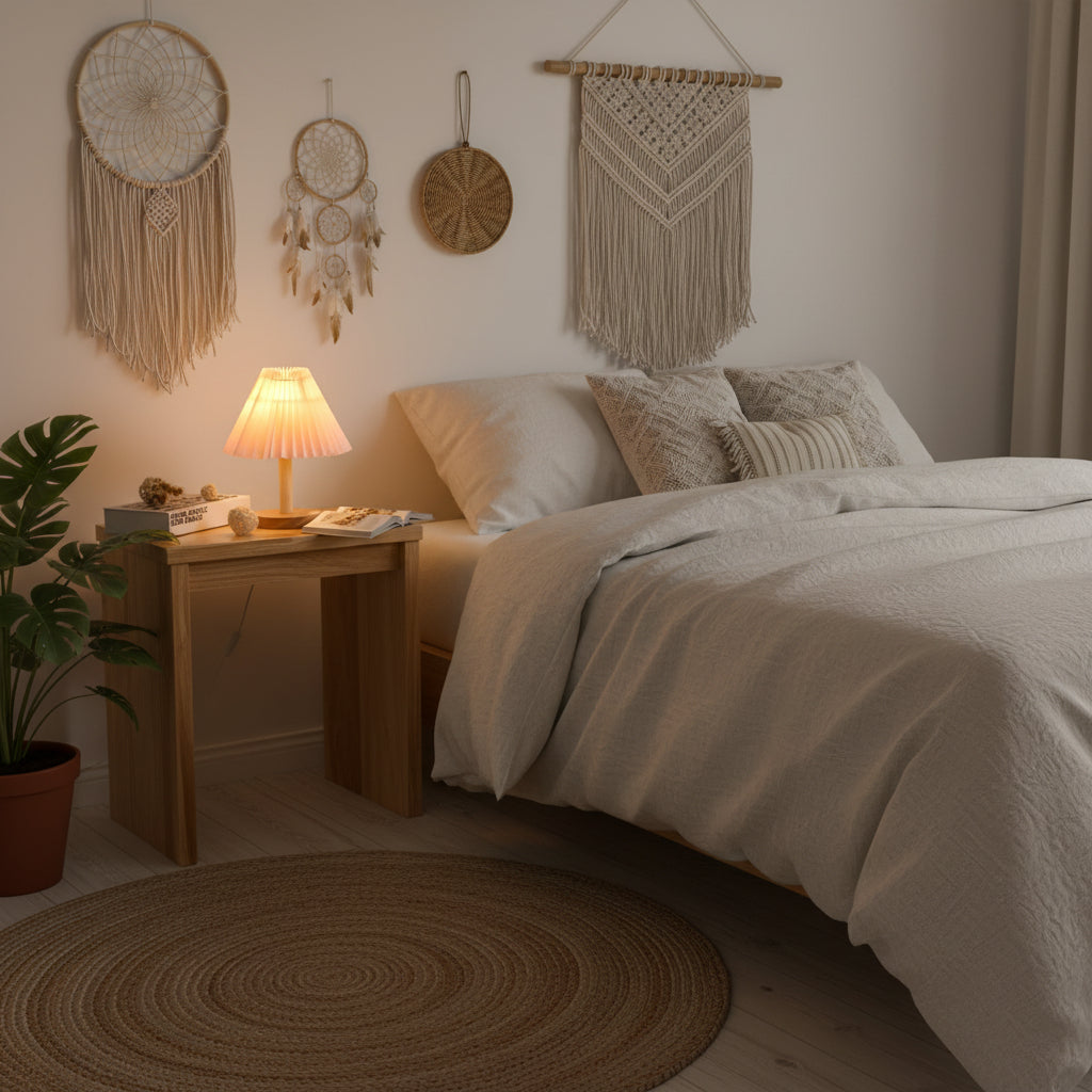 Lunara | Moderne houten tafellamp – Nachtlampje met geplooide kap voor naast het bed