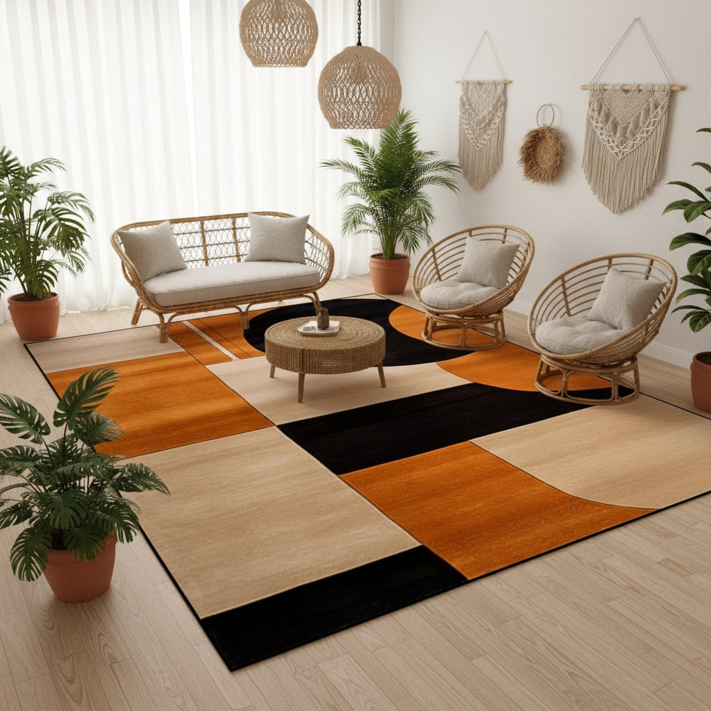 Norena | Groot geometrisch vloerkleed – Modern antislip tapijt voor woonkamer, slaapkamer en kinderkamer