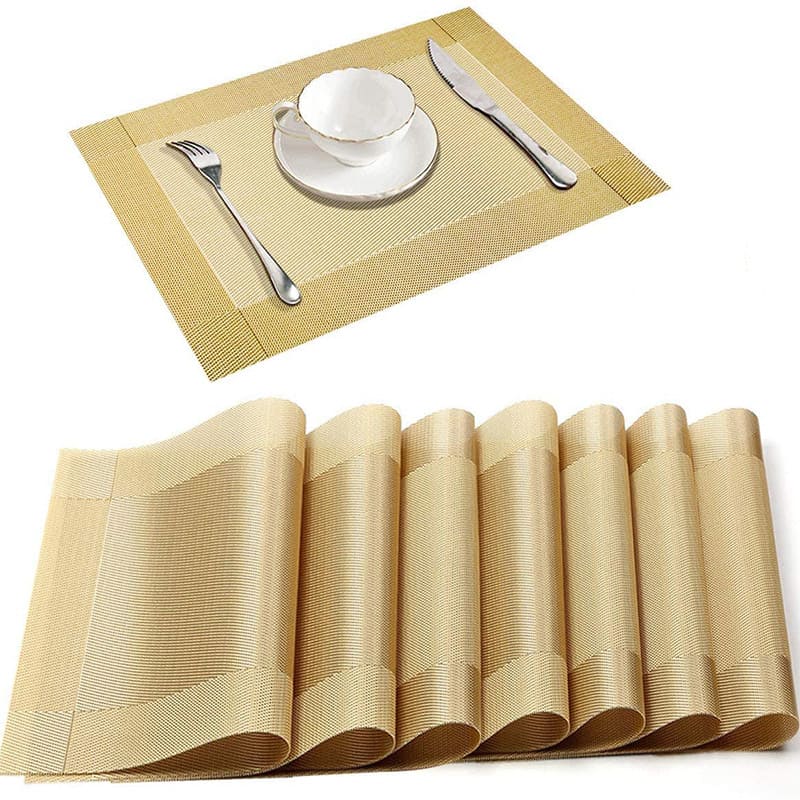 Pearwood | Gestreepte PVC placemats – Antislip, hittebestendige tafelmatten voor keuken en eetkamer