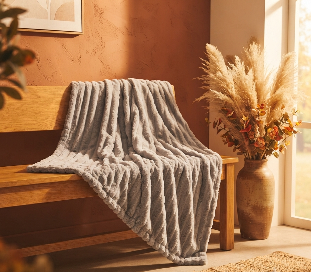 Sylvie | Effen gestreepte plaid – een knusse sprei voor de slaapkamer, woonkamer en dagelijks gebruik in huis.
