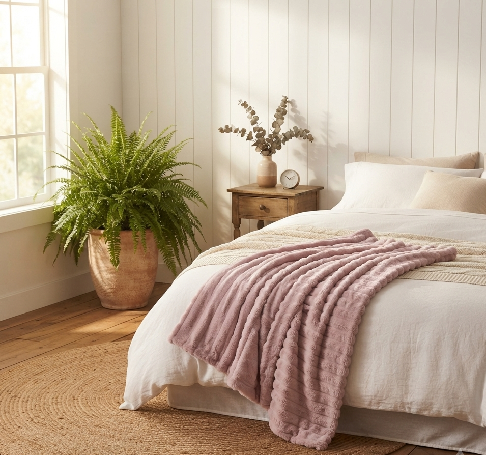 Sylvie | Effen gestreepte plaid – een knusse sprei voor de slaapkamer, woonkamer en dagelijks gebruik in huis.