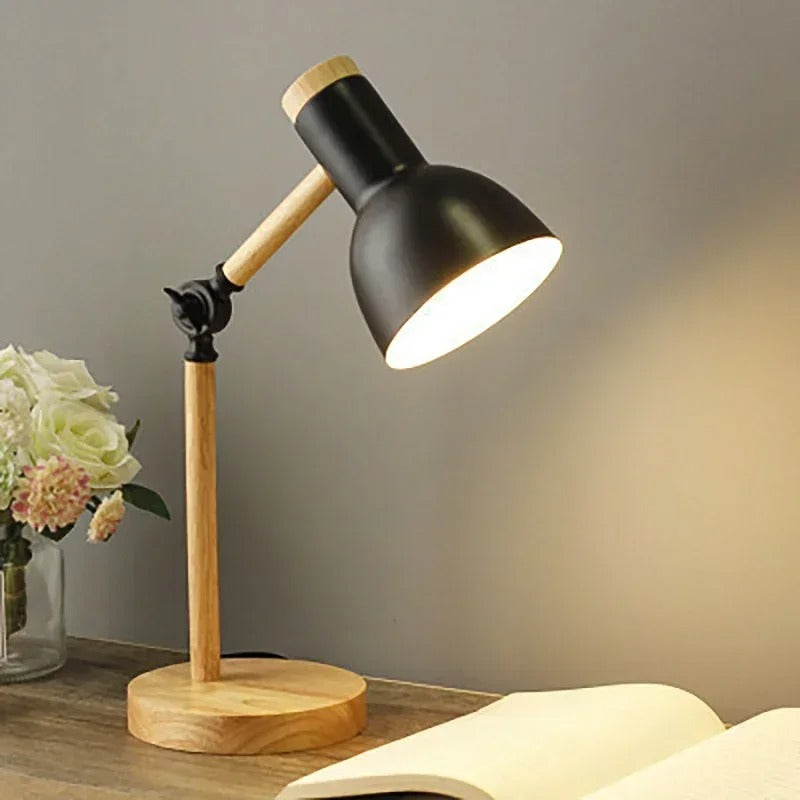 Virelle | Scandinavische houten LED-tafellamp – bureaulamp met verstelbare kop