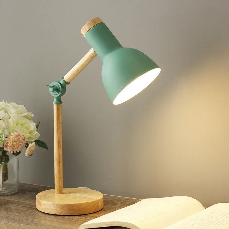 Virelle | Scandinavische houten LED-tafellamp – bureaulamp met verstelbare kop