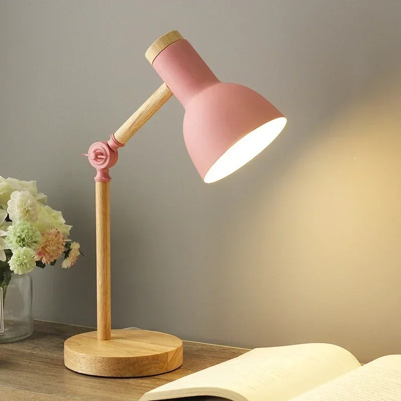 Virelle | Scandinavische houten LED-tafellamp – bureaulamp met verstelbare kop