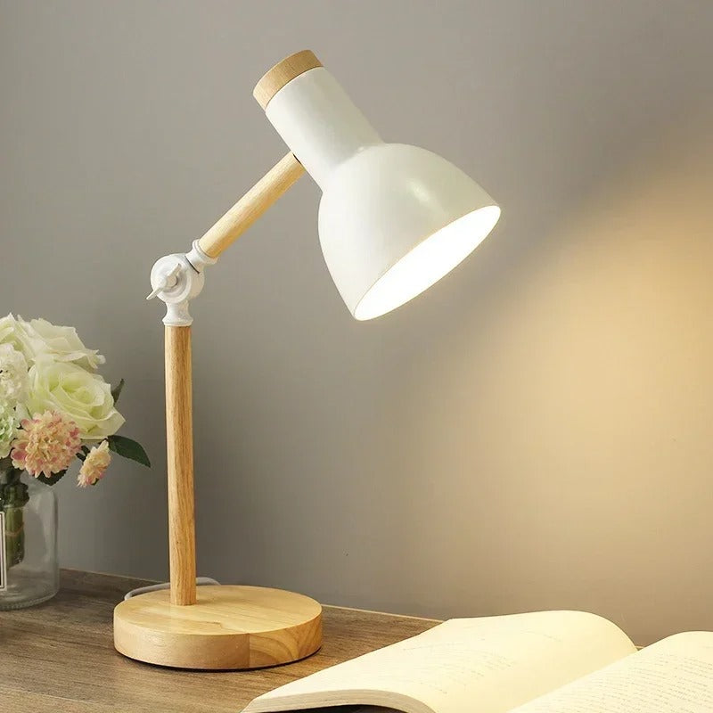 Virelle | Scandinavische houten LED-tafellamp – bureaulamp met verstelbare kop
