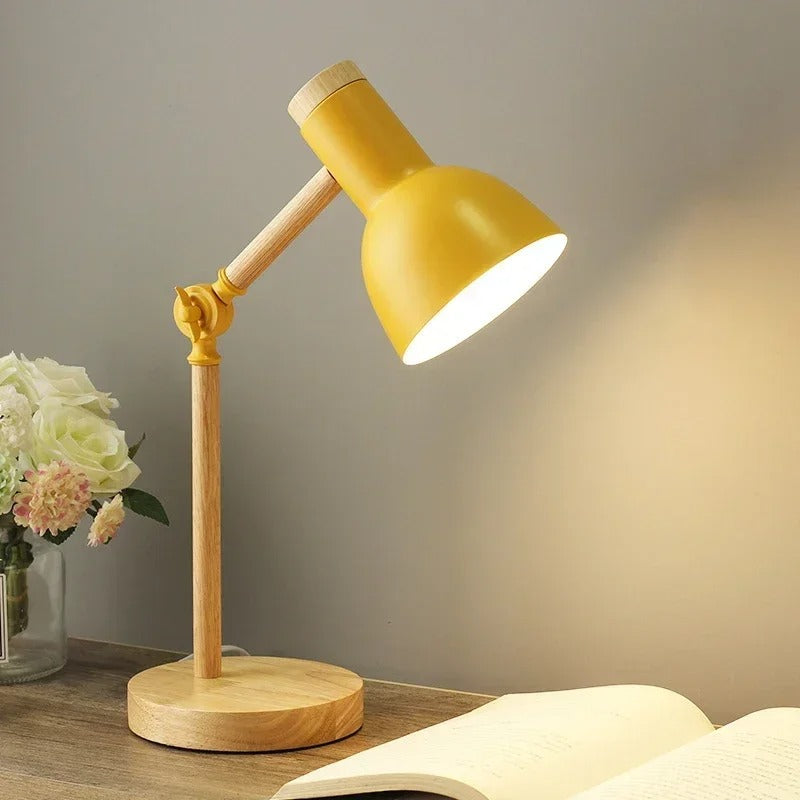 Virelle | Scandinavische houten LED-tafellamp – bureaulamp met verstelbare kop