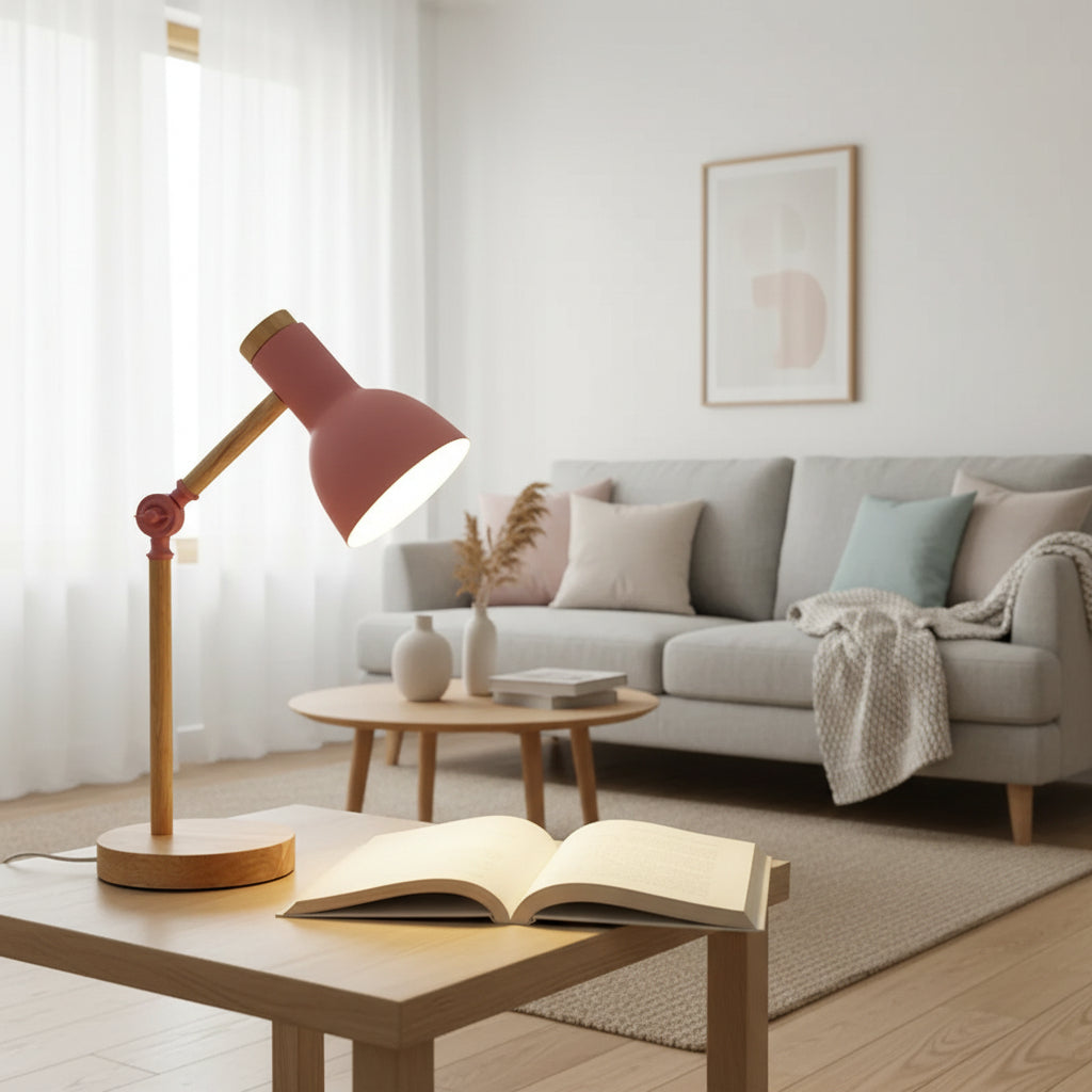 Virelle | Scandinavische houten LED-tafellamp – bureaulamp met verstelbare kop