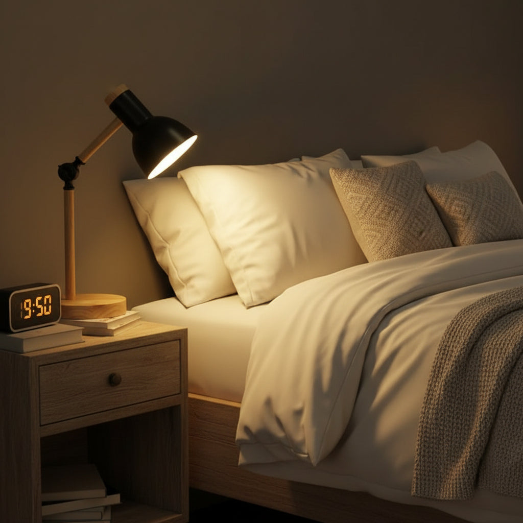 Virelle | Scandinavische houten LED-tafellamp – bureaulamp met verstelbare kop