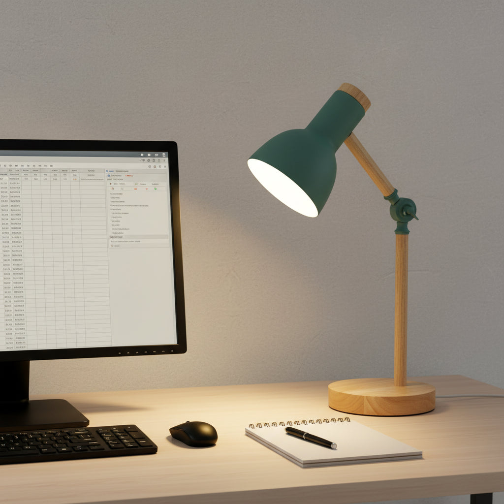 Virelle | Scandinavische houten LED-tafellamp – bureaulamp met verstelbare kop